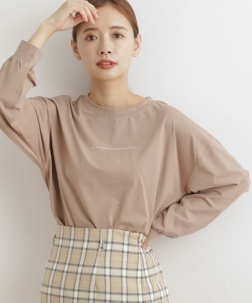 mysty woman（ミスティウーマン）の「フロントロゴレギュラーロンＴ 165694（Tシャツ/カットソー・レディース・ブラック/オフホワイト/モカ・FREE）」の3枚目の写真