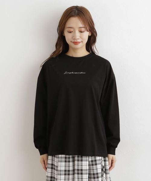 mysty woman（ミスティウーマン）の「フロントロゴレギュラーロンＴ 165694（Tシャツ/カットソー・レディース・ブラック/オフホワイト/モカ・FREE）」の7枚目の写真