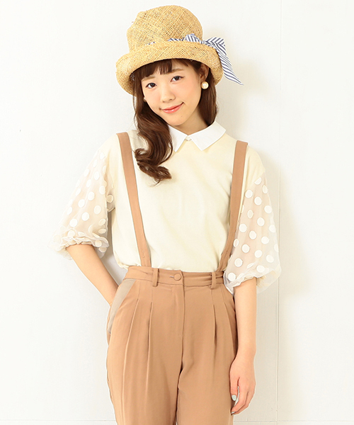 CAROLINA GLASER（カロリナ グレイサー）の「WEARISTA“maho”×CAROLINA GLASER / ドットスリーブ 2WAY トップス（Tシャツ/カットソー・レディース・クリーム・ONE SIZE）」の8枚目の写真