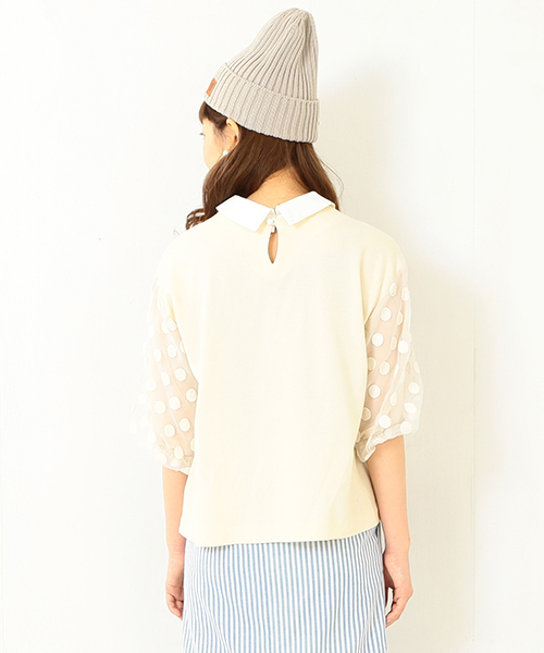 CAROLINA GLASER（カロリナ グレイサー）の「WEARISTA“maho”×CAROLINA GLASER / ドットスリーブ 2WAY トップス（Tシャツ/カットソー・レディース・クリーム・ONE SIZE）」の9枚目の写真