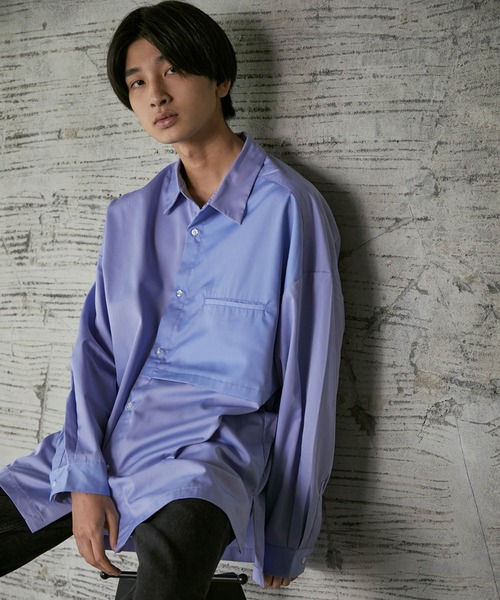 iisy（イージー）の「iisy / ルーズバイカラーレギュラーシャツ（シャツ/ブラウス・メンズ・ブルー/ブルー系その他4/ライトグレー・S/L/M）」の3枚目の写真