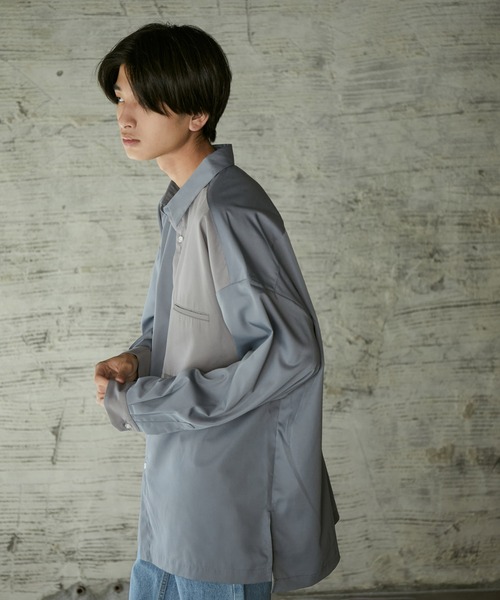 iisy（イージー）の「iisy / ルーズバイカラーレギュラーシャツ（シャツ/ブラウス・メンズ・ブルー/ブルー系その他4/ライトグレー・S/L/M）」の9枚目の写真