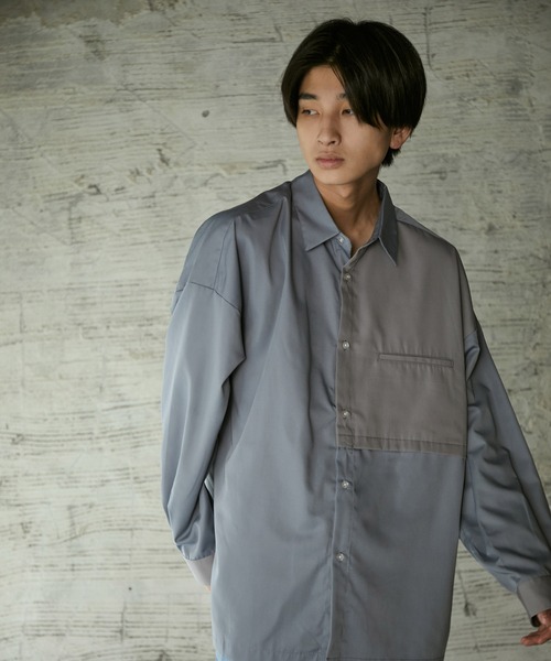 iisy（イージー）の「iisy / ルーズバイカラーレギュラーシャツ（シャツ/ブラウス・メンズ・ブルー/ブルー系その他4/ライトグレー・S/L/M）」の10枚目の写真