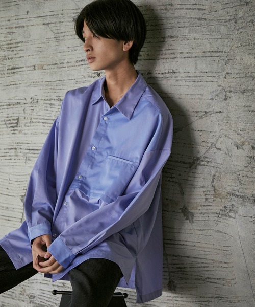 iisy（イージー）の「iisy / ルーズバイカラーレギュラーシャツ（シャツ/ブラウス・メンズ・ブルー/ブルー系その他4/ライトグレー・S/L/M）」の7枚目の写真