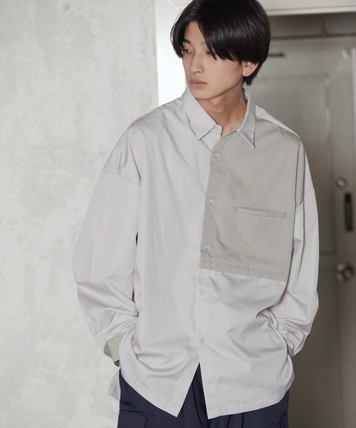 iisy（イージー）の「iisy / ルーズバイカラーレギュラーシャツ（シャツ/ブラウス・メンズ・ブルー/ブルー系その他4/ライトグレー・S/L/M）」の5枚目の写真