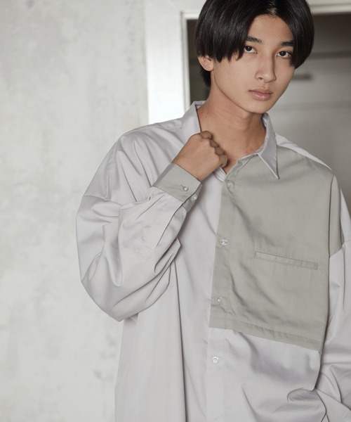 iisy（イージー）の「iisy / ルーズバイカラーレギュラーシャツ（シャツ/ブラウス・メンズ・ブルー/ブルー系その他4/ライトグレー・S/L/M）」の6枚目の写真