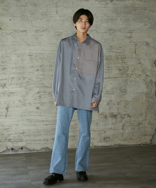 iisy（イージー）の「iisy / ルーズバイカラーレギュラーシャツ（シャツ/ブラウス・メンズ・ブルー/ブルー系その他4/ライトグレー・S/L/M）」の15枚目の写真