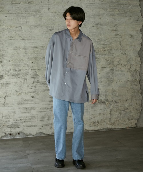 iisy（イージー）の「iisy / ルーズバイカラーレギュラーシャツ（シャツ/ブラウス・メンズ・ブルー/ブルー系その他4/ライトグレー・S/L/M）」の16枚目の写真