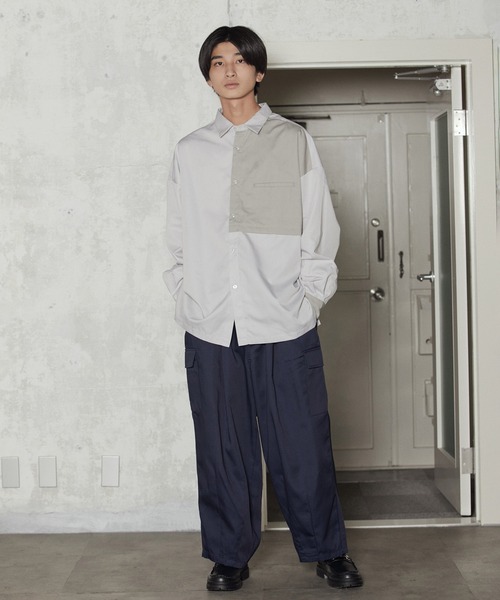 iisy（イージー）の「iisy / ルーズバイカラーレギュラーシャツ（シャツ/ブラウス・メンズ・ブルー/ブルー系その他4/ライトグレー・S/L/M）」の11枚目の写真