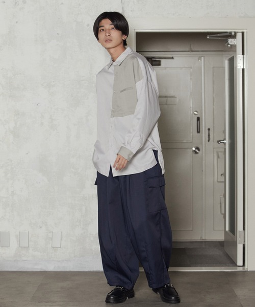 iisy（イージー）の「iisy / ルーズバイカラーレギュラーシャツ（シャツ/ブラウス・メンズ・ブルー/ブルー系その他4/ライトグレー・S/L/M）」の12枚目の写真