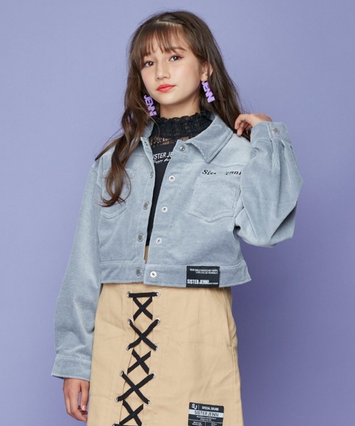 SISTER JENNI（SISTER JENNI）の「ネームパッチコーデュロイGジャン（デニムジャケット・キッズ・ベージュ/サックスブルー/ピンク・130cm/140cm/150cm/160cm）」の2枚目の写真