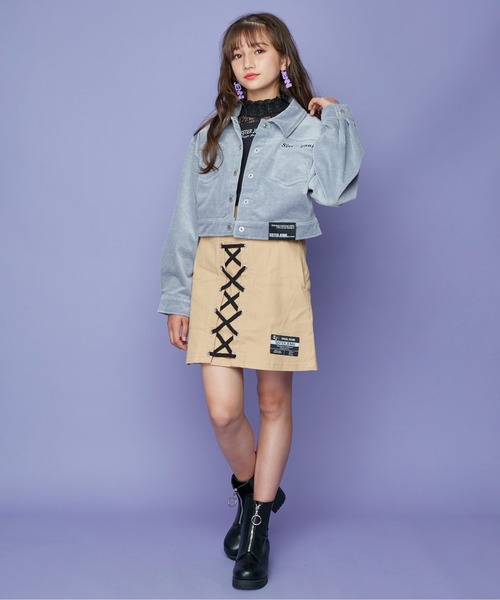 SISTER JENNI（SISTER JENNI）の「ネームパッチコーデュロイGジャン（デニムジャケット・キッズ・ベージュ/サックスブルー/ピンク・130cm/140cm/150cm/160cm）」の22枚目の写真