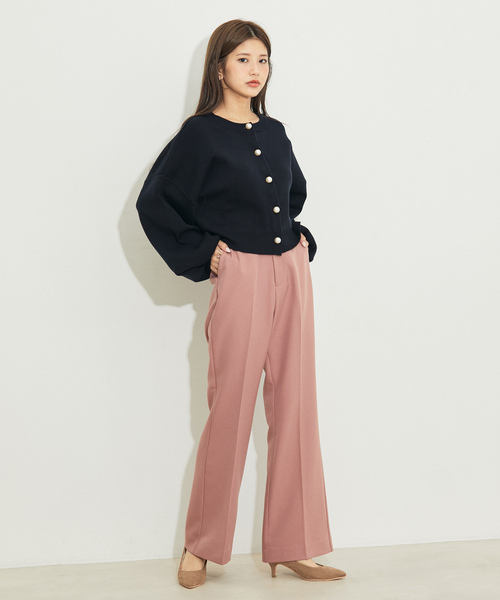 vis-`a-vis（ビサビ）の「【WEB限定】【洗える】フレアパンツ（スラックス・レディース・チャコールグレー/ダークブラウン/ピンク系その他2/ブラック/キナリ・L/SS/M/S）」の6枚目の写真