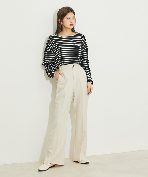 vis-`a-vis（ビサビ）の「【WEB限定】【洗える】フレアパンツ（スラックス・レディース・チャコールグレー/ダークブラウン/ピンク系その他2/ブラック/キナリ・L/SS/M/S）」の7枚目の写真