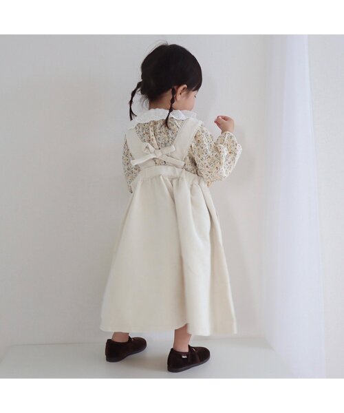 apres les cours（アプレレクール）の「WEB限定 レース付き後ろリボンジャンスカ（ジャンパースカート・キッズ・アイボリー/ミント・90/100/110/120/80/130）」の5枚目の写真