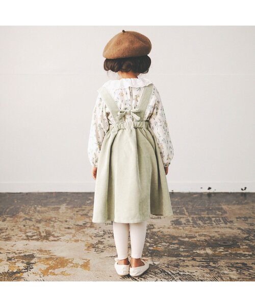 apres les cours（アプレレクール）の「WEB限定 レース付き後ろリボンジャンスカ（ジャンパースカート・キッズ・アイボリー/ミント・90/100/110/120/80/130）」の8枚目の写真