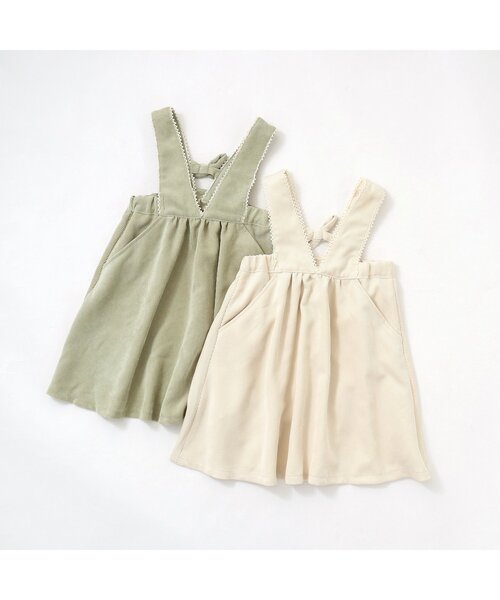 apres les cours（アプレレクール）の「WEB限定 レース付き後ろリボンジャンスカ（ジャンパースカート・キッズ・アイボリー/ミント・90/100/110/120/80/130）」の10枚目の写真