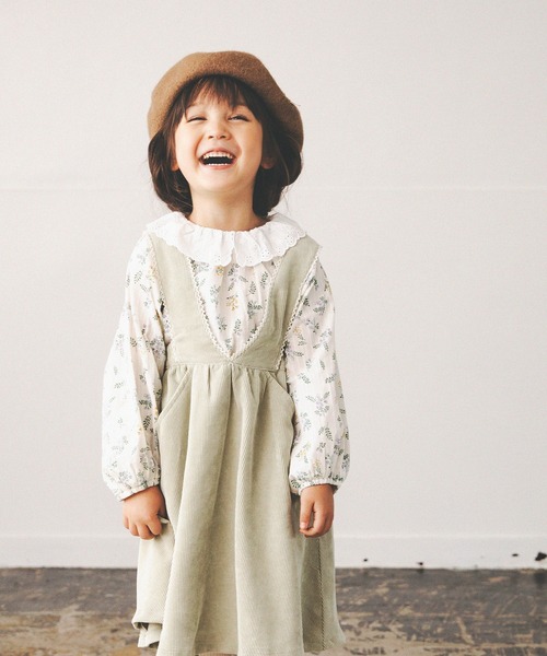 apres les cours（アプレレクール）の「WEB限定 レース付き後ろリボンジャンスカ（ジャンパースカート・キッズ・アイボリー/ミント・90/100/110/120/80/130）」の20枚目の写真