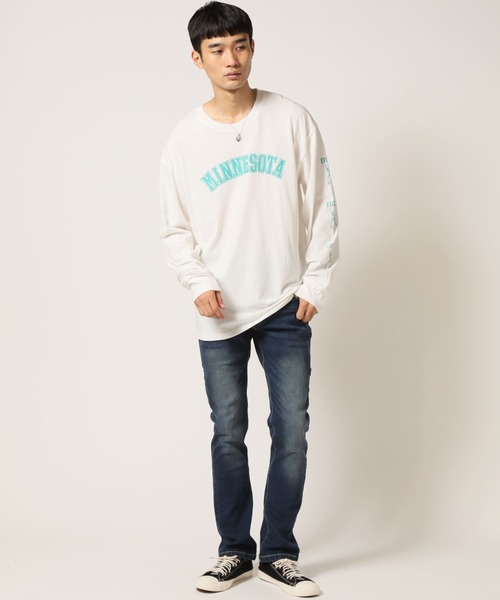 ARCADE(アーケード)の「コットンUSA オーバーサイズ カレッジロゴ アメカジ ロングTシャツ(Tシャツ/カットソー・メンズ・ホワイト系1/ホワイト系2/ブラック系1/グレー系1/グレー系2/ネイビー系2/ブルー系1/ブルー系2・LL/M/L)」の17枚目の写真