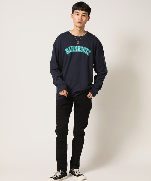 ARCADE(アーケード)の「コットンUSA オーバーサイズ カレッジロゴ アメカジ ロングTシャツ(Tシャツ/カットソー・メンズ・ホワイト系1/ホワイト系2/ブラック系1/グレー系1/グレー系2/ネイビー系2/ブルー系1/ブルー系2・LL/M/L)」の19枚目の写真