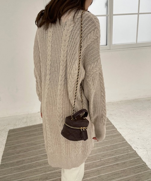 Lamoa(ラモア)の「Lamoa/ケーブルニット ルーズ カーディガン(カーディガン/ボレロ・レディース・グレー/アイボリー・FREE)」の12枚目の写真