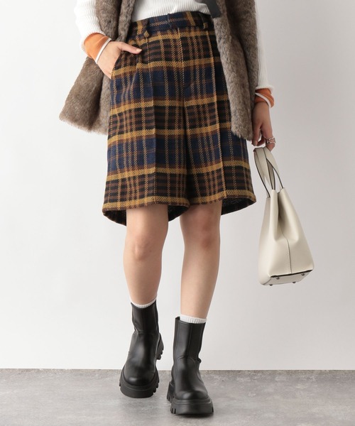 RAGEBLUE(レイジブルー)の「SET UP対応/BIGチェックハーフパンツ(スラックス・レディース・グレー/ブラウン・FREE)」の1枚目の写真