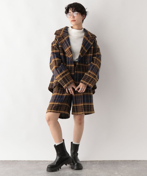 RAGEBLUE(レイジブルー)の「SET UP対応/BIGチェックハーフパンツ(スラックス・レディース・グレー/ブラウン・FREE)」の5枚目の写真