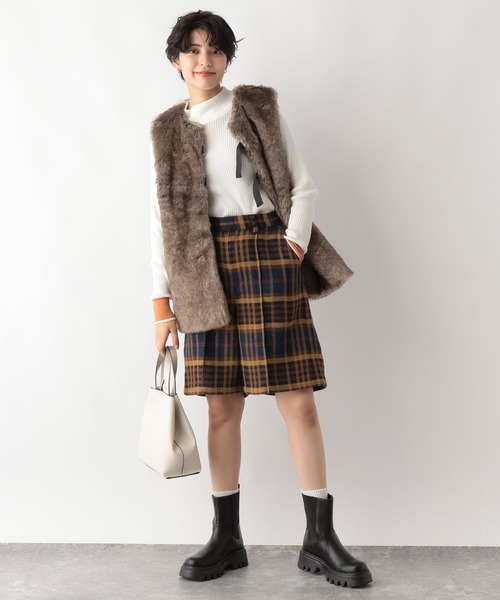 RAGEBLUE(レイジブルー)の「SET UP対応/BIGチェックハーフパンツ(スラックス・レディース・グレー/ブラウン・FREE)」の7枚目の写真