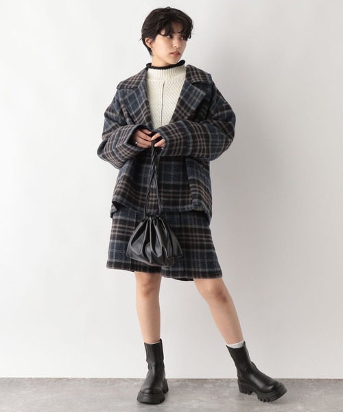 RAGEBLUE(レイジブルー)の「SET UP対応/BIGチェックハーフパンツ(スラックス・レディース・グレー/ブラウン・FREE)」の3枚目の写真