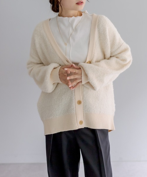 PUAL CE CIN（ピュアルセシン）の「ループヤーンカーディガン（カーディガン/ボレロ・レディース・チャコールグレー/ベージュ/アイボリー・FREE）」の6枚目の写真