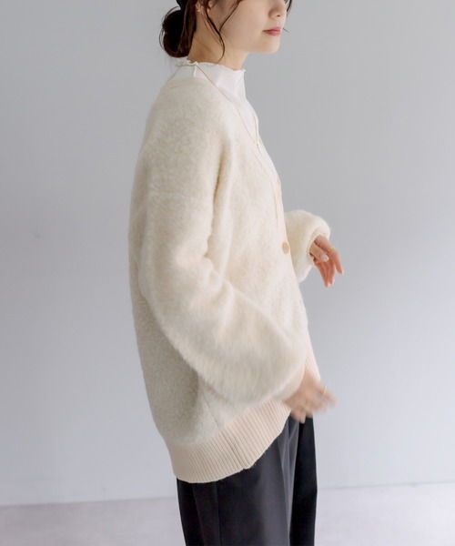 PUAL CE CIN（ピュアルセシン）の「ループヤーンカーディガン（カーディガン/ボレロ・レディース・チャコールグレー/ベージュ/アイボリー・FREE）」の12枚目の写真