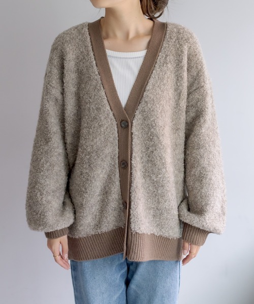PUAL CE CIN（ピュアルセシン）の「ループヤーンカーディガン（カーディガン/ボレロ・レディース・チャコールグレー/ベージュ/アイボリー・FREE）」の18枚目の写真