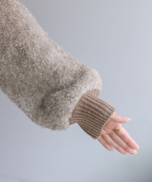 PUAL CE CIN（ピュアルセシン）の「ループヤーンカーディガン（カーディガン/ボレロ・レディース・チャコールグレー/ベージュ/アイボリー・FREE）」の4枚目の写真