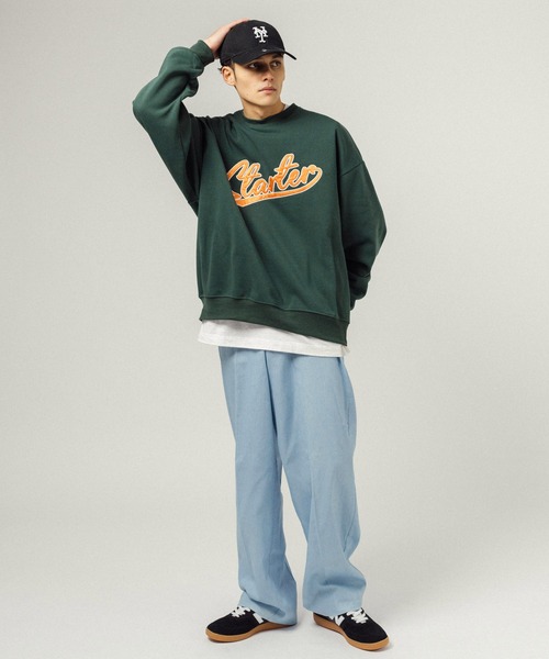 STARTER(スターター)の「STARTER オーバーサイズ ブランドロゴ刺繍 クルーネックスウェットトレーナー(スウェット・メンズ・ブラック/グレー系その他/グレー/グリーン系その他/ブラック系その他/グリーン・L/M/XL)」の14枚目の写真