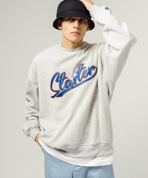 STARTER(スターター)の「STARTER オーバーサイズ ブランドロゴ刺繍 クルーネックスウェットトレーナー(スウェット・メンズ・ブラック/グレー系その他/グレー/グリーン系その他/ブラック系その他/グリーン・L/M/XL)」の17枚目の写真