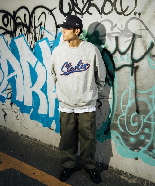 STARTER(スターター)の「STARTER オーバーサイズ ブランドロゴ刺繍 クルーネックスウェットトレーナー(スウェット・メンズ・ブラック/グレー系その他/グレー/グリーン系その他/ブラック系その他/グリーン・L/M/XL)」の10枚目の写真