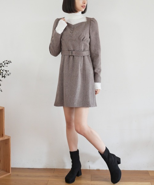 FREE'S MART（フリーズマート）の「パネル切替ミニワンピース（ワンピース・レディース・ブラウン系その他/ブラック系その他/グリーン系その他・MEDIUM/SMALL）」の7枚目の写真