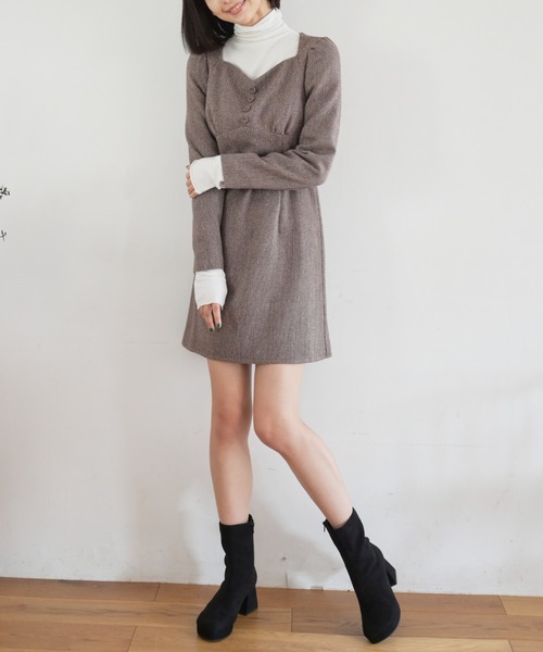 FREE'S MART（フリーズマート）の「パネル切替ミニワンピース（ワンピース・レディース・ブラウン系その他/ブラック系その他/グリーン系その他・MEDIUM/SMALL）」の9枚目の写真