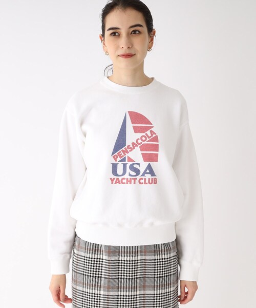 OPAQUE.CLIP(オペークドットクリップ)の「◆【GOOD ROCK SPEED】別注 USA YACHT CLUB SWEAT(スウェット・レディース・ネイビー/オフホワイト・02)」の3枚目の写真