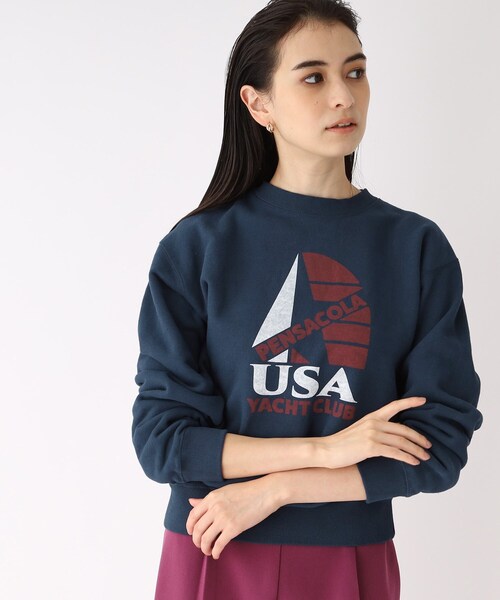OPAQUE.CLIP(オペークドットクリップ)の「◆【GOOD ROCK SPEED】別注 USA YACHT CLUB SWEAT(スウェット・レディース・ネイビー/オフホワイト・02)」の10枚目の写真
