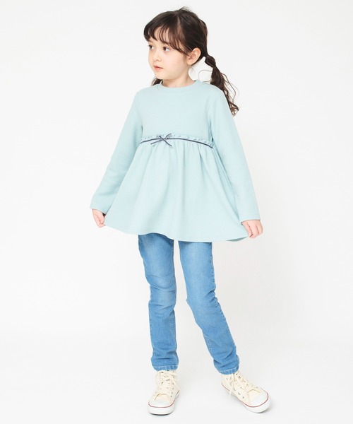 BRANSHES(ブランシェス)の「ベロアリボン付きチュニック(スウェット・キッズ・ライトグリーン/ピンク・140/130/120/150/110/90/100)」の3枚目の写真