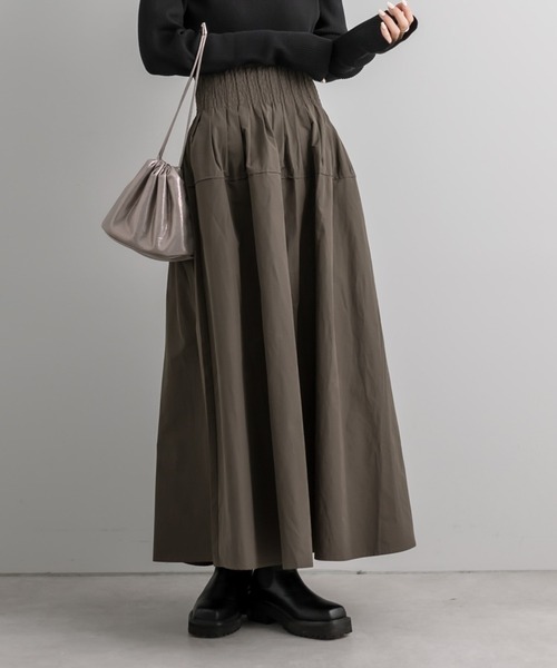 mystic（ミスティック）の「シャーリングボリュームスカート（スカート・レディース・ブラック/カーキ・FREE）」の2枚目の写真