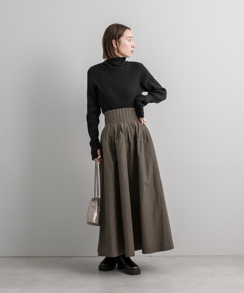 mystic（ミスティック）の「シャーリングボリュームスカート（スカート・レディース・ブラック/カーキ・FREE）」の3枚目の写真