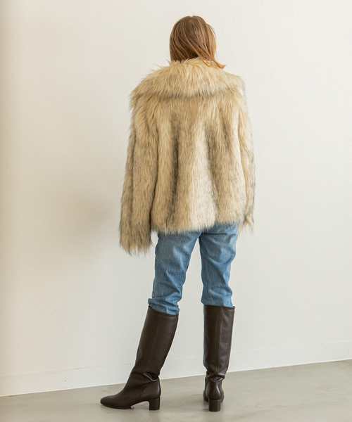 U by SPICK&SPAN(ユーバイスピックアンドスパン)の「【JAKKE/ジャッキー】 TRACI FAUX FUR コート(その他アウター・レディース・アイボリー・FREE)」の5枚目の写真
