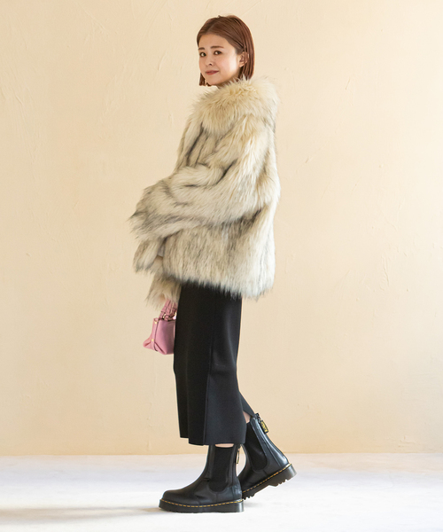 U by SPICK&SPAN(ユーバイスピックアンドスパン)の「【JAKKE/ジャッキー】 TRACI FAUX FUR コート(その他アウター・レディース・アイボリー・FREE)」の8枚目の写真