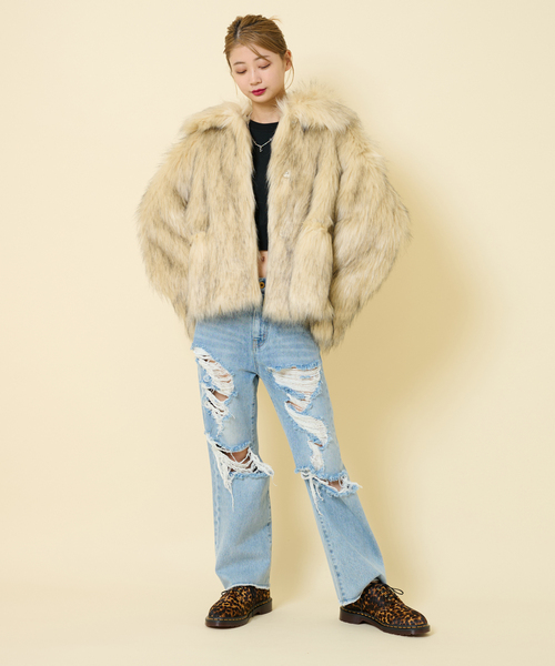 U by SPICK&SPAN(ユーバイスピックアンドスパン)の「【JAKKE/ジャッキー】 TRACI FAUX FUR コート(その他アウター・レディース・アイボリー・FREE)」の14枚目の写真