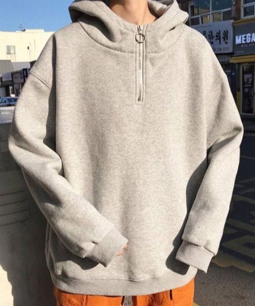 セール】ハーフジップ オーバーサイズ ハイネックプルオーバー