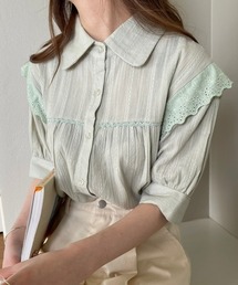 OLUPIC | OLUPIC/【WEB限定】ストライプレースパフスリーブブラウス(シャツ/ブラウス)