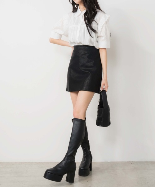 OLUPIC（オルピック）の「OLUPIC/【WEB限定】ストライプレースパフスリーブブラウス（シャツ/ブラウス・レディース・ブラック/グリーン/ホワイト・FREE）」の11枚目の写真