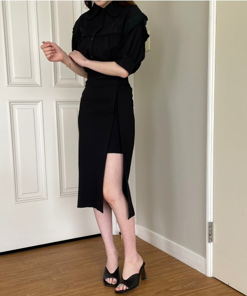 OLUPIC（オルピック）の「OLUPIC/【WEB限定】ストライプレースパフスリーブブラウス（シャツ/ブラウス・レディース・ブラック/グリーン/ホワイト・FREE）」の15枚目の写真